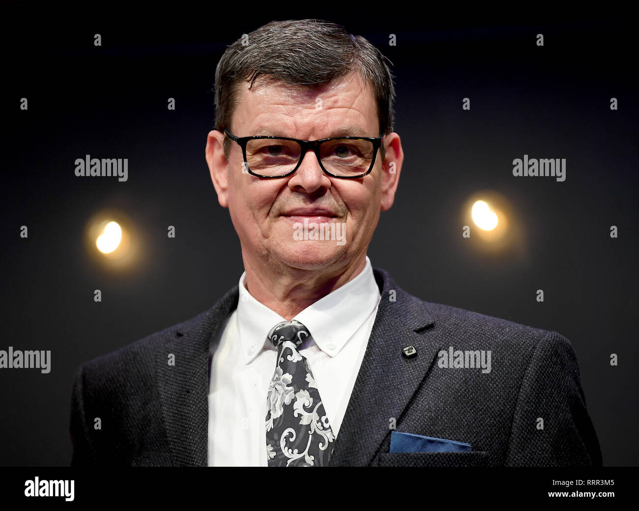 Berlin, Germany. 26th Feb, 2019. Harald Wohlfahrt is delighted about the 'Chef Mentor Award' at the Michelin Star Awards 2019. Credit: Britta Pedersen/dpa-Zentralbild/dpa/Alamy Live News Stock Photo