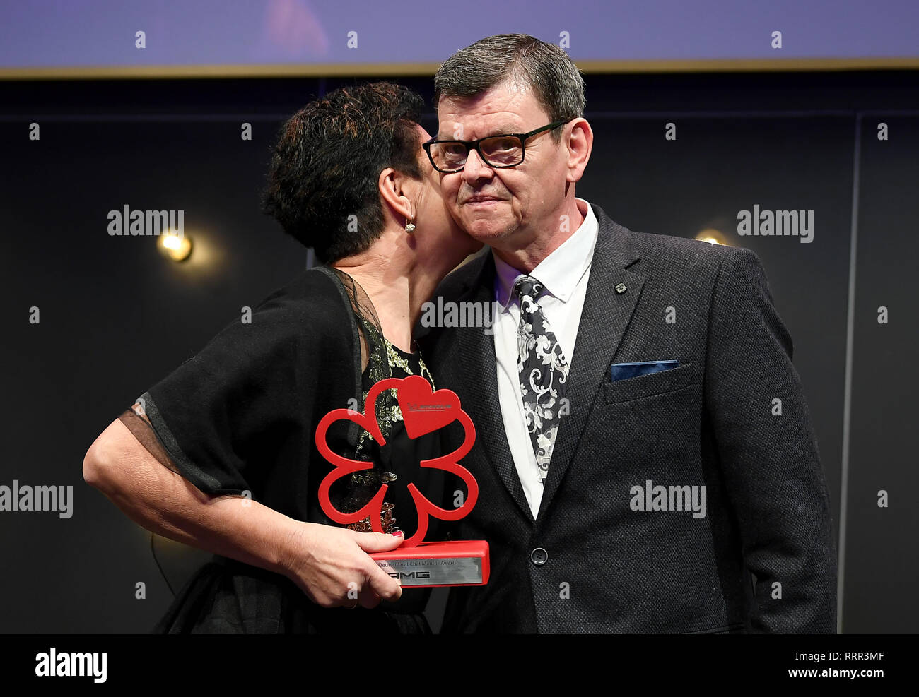 Berlin, Germany. 26th Feb, 2019. Harald Wohlfahrt and his wife Slavka are delighted to receive the 'Chef Mentor Award' at the Michelin Star Awards 2019. Credit: Britta Pedersen/dpa-Zentralbild/dpa/Alamy Live News Stock Photo