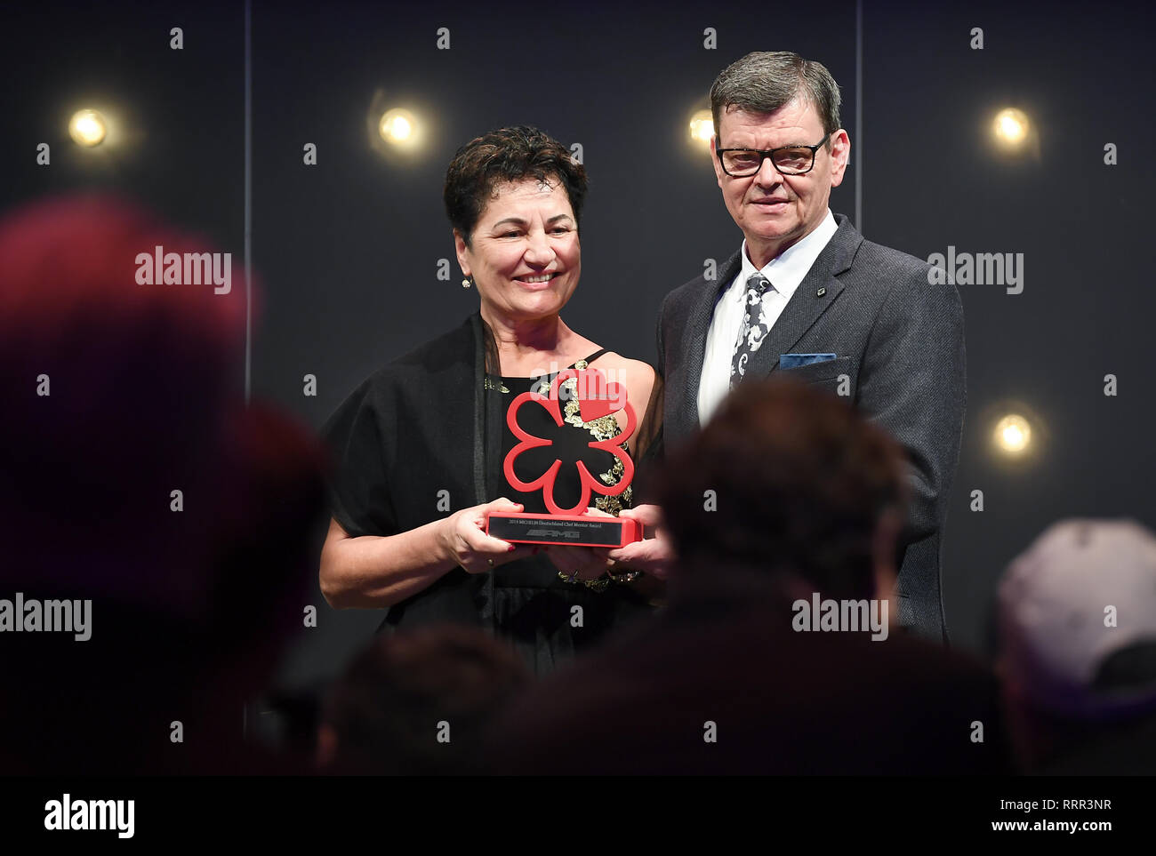 Berlin, Germany. 26th Feb, 2019. Harald Wohlfahrt and his wife Slavka are delighted to receive the 'Chef Mentor Award' at the Michelin Star Awards 2019. Credit: Britta Pedersen/dpa-Zentralbild/dpa/Alamy Live News Stock Photo