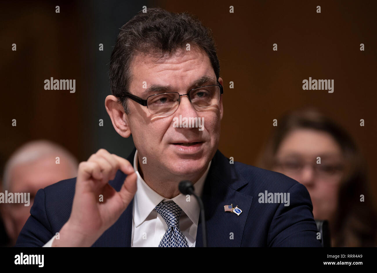 Albert Bourla, DVM, Ph.D., Chief Executive Officer of Pfizer appears before the Senate Committee on Finance for a hearing on prescription drug pricing on Capitol Hill in Washington, DC, February 26, 2019. Credit: Chris Kleponis/CNP /MediaPunch Stock Photo