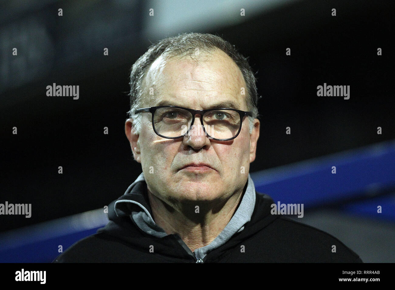 London, UK. 26th Feb, 2019. Leeds United Manager Marcelo Bielsa looks on. EFL Skybet championship match, Queens Park Rangers v Leeds United at Loftus Road Stadium in London on Tuesday 26th February 2019. this image may only be used for Editorial purposes. Editorial use only, license required for commercial use. No use in betting, games or a single club/league/player publications. pic by Steffan Bowen/Andrew Orchard sports photography/Alamy Live news Credit: Andrew Orchard sports photography/Alamy Live News Stock Photo