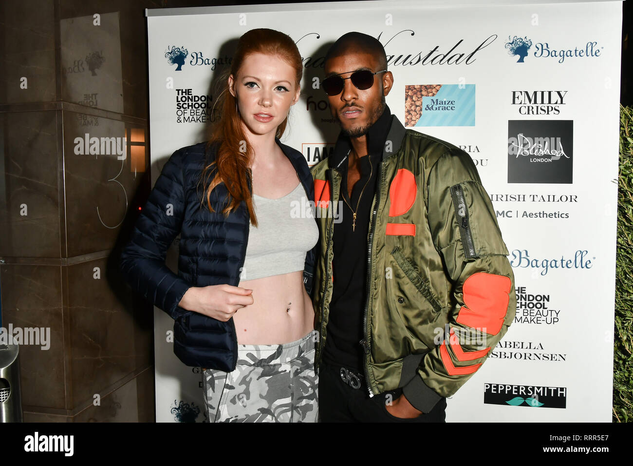 London, UK. 26th Feb 2019. Stefan-Pierre Tomlin (R) Arrivers at Nina Naustdal catwalk show SS19/20 collection by The London School of Beauty & Make-up at Bagatelle on 26 Feb 2019, London, UK. Credit: Picture Capital/Alamy Live News Stock Photo