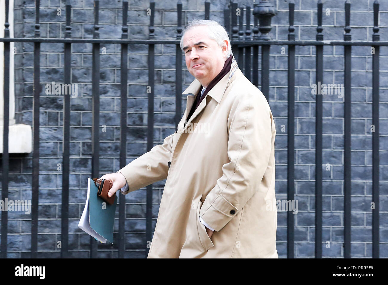 Geoffrey Cox - Attorney General is seen on his arrival at the Downing Street to attend the weekly Cabinet Meeting. Stock Photo