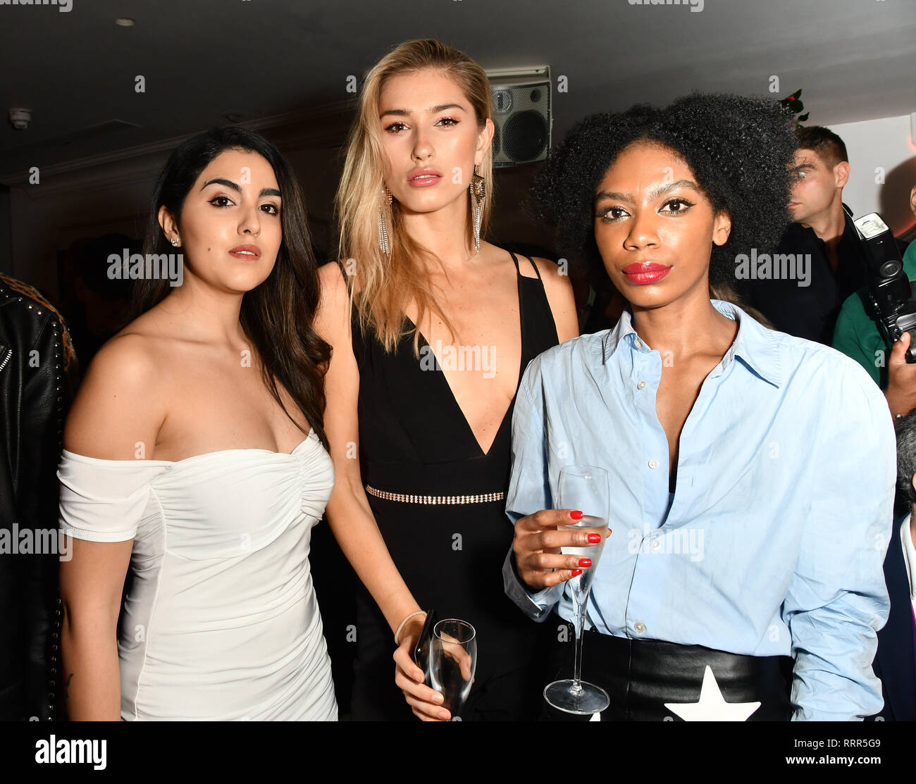 London, UK. 26th Feb 2019. Claudia Sowaha,Lilly Douse and Tonique  Campbell attend Nina Naustdal catwalk show SS19/20 collection by The London School of Beauty & Make-up at Bagatelle on 26 Feb 2019, London, UK. Credit: Picture Capital/Alamy Live News Stock Photo