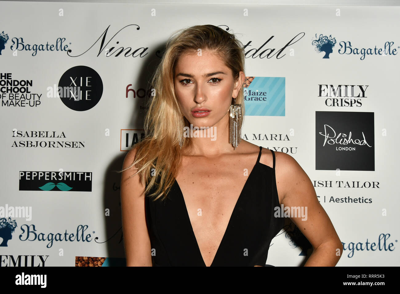 London, UK. 26th Feb 2019. Lilly Douse Arrivers at Nina Naustdal catwalk show SS19/20 collection by The London School of Beauty & Make-up at Bagatelle on 26 Feb 2019, London, UK. Credit: Picture Capital/Alamy Live News Stock Photo