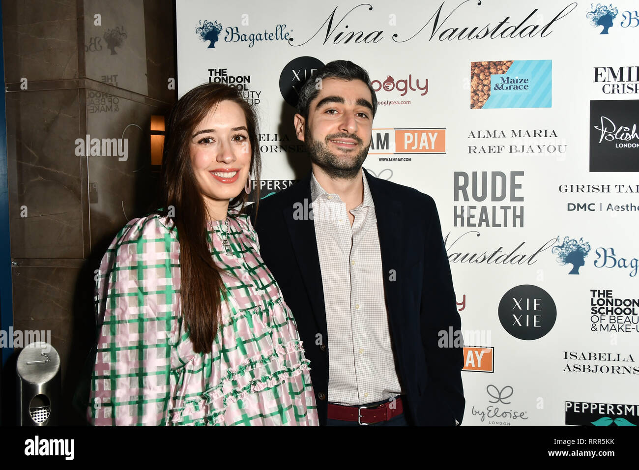 London, UK. 26th Feb 2019. Sponsor Maize & Grace Arrivers at Nina Naustdal catwalk show SS19/20 collection by The London School of Beauty & Make-up at Bagatelle on 26 Feb 2019, London, UK. Credit: Picture Capital/Alamy Live News Stock Photo