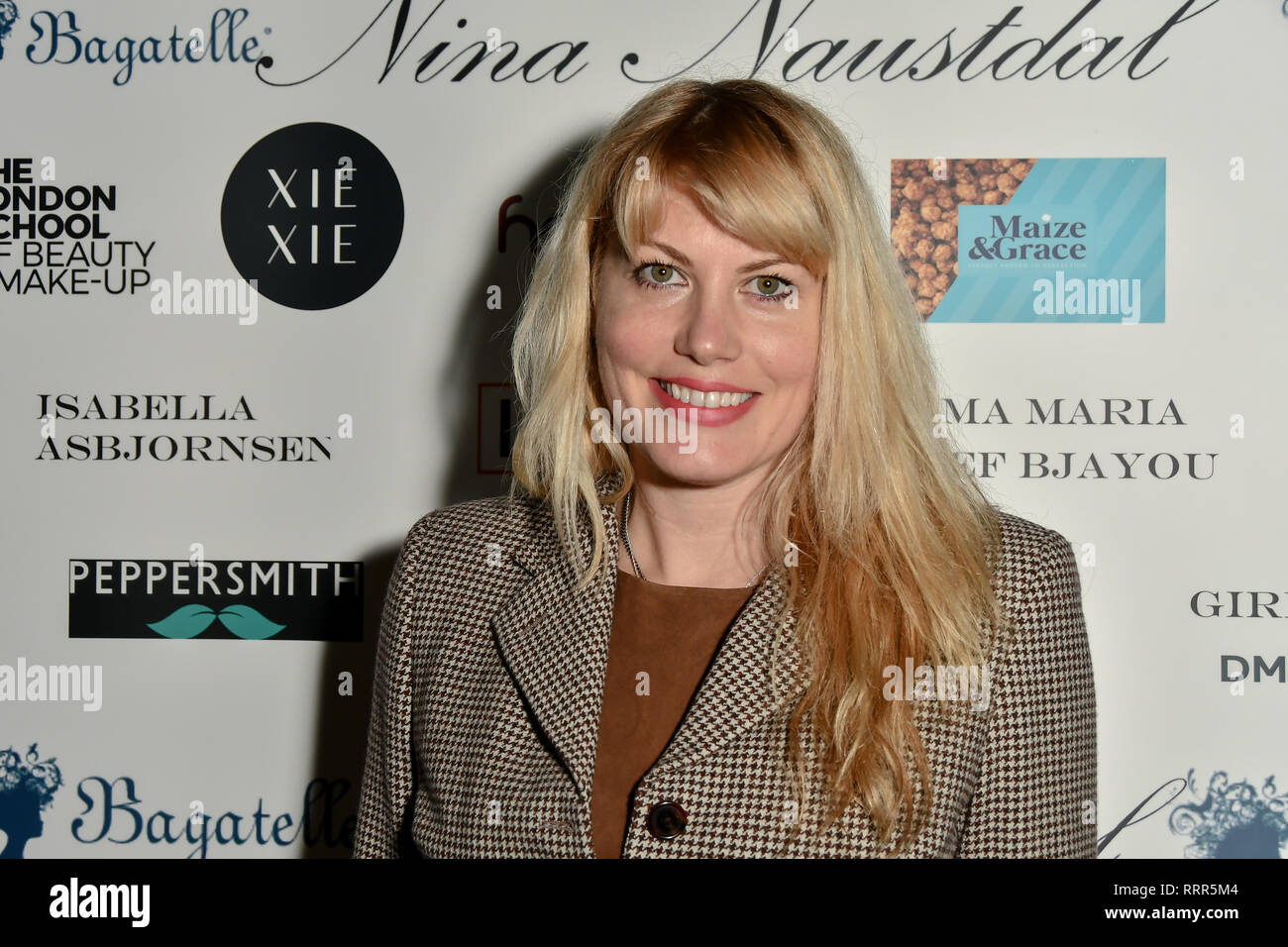 London, UK. 26th Feb 2019. Meredith Ostrom Arrivers at Nina Naustdal catwalk show SS19/20 collection by The London School of Beauty & Make-up at Bagatelle on 26 Feb 2019, London, UK. Credit: Picture Capital/Alamy Live News Stock Photo