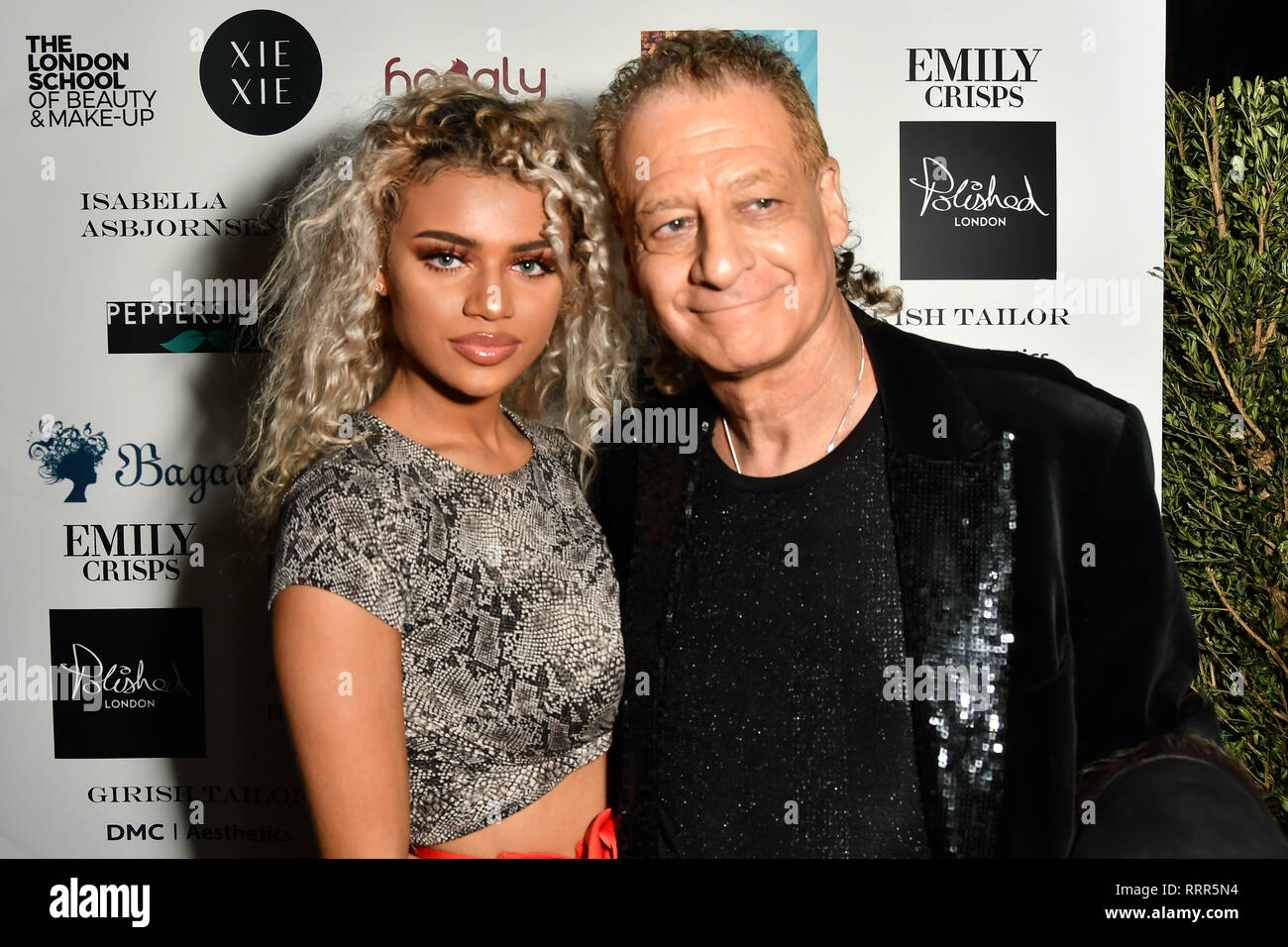 London, UK. 26th Feb 2019. Mia Rothwell and Alan Enfield Arrivers at Nina Naustdal catwalk show SS19/20 collection by The London School of Beauty & Make-up at Bagatelle on 26 Feb 2019, London, UK. Credit: Picture Capital/Alamy Live News Stock Photo