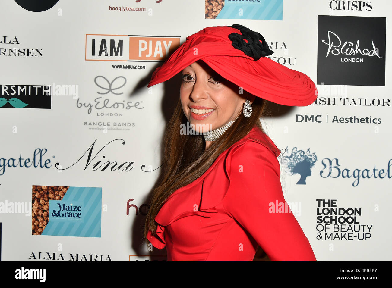London, UK. 26th Feb 2019. Tracy Rose is a hat designer Arrivers at Nina Naustdal catwalk show SS19/20 collection by The London School of Beauty & Make-up at Bagatelle on 26 Feb 2019, London, UK. Credit: Picture Capital/Alamy Live News Stock Photo
