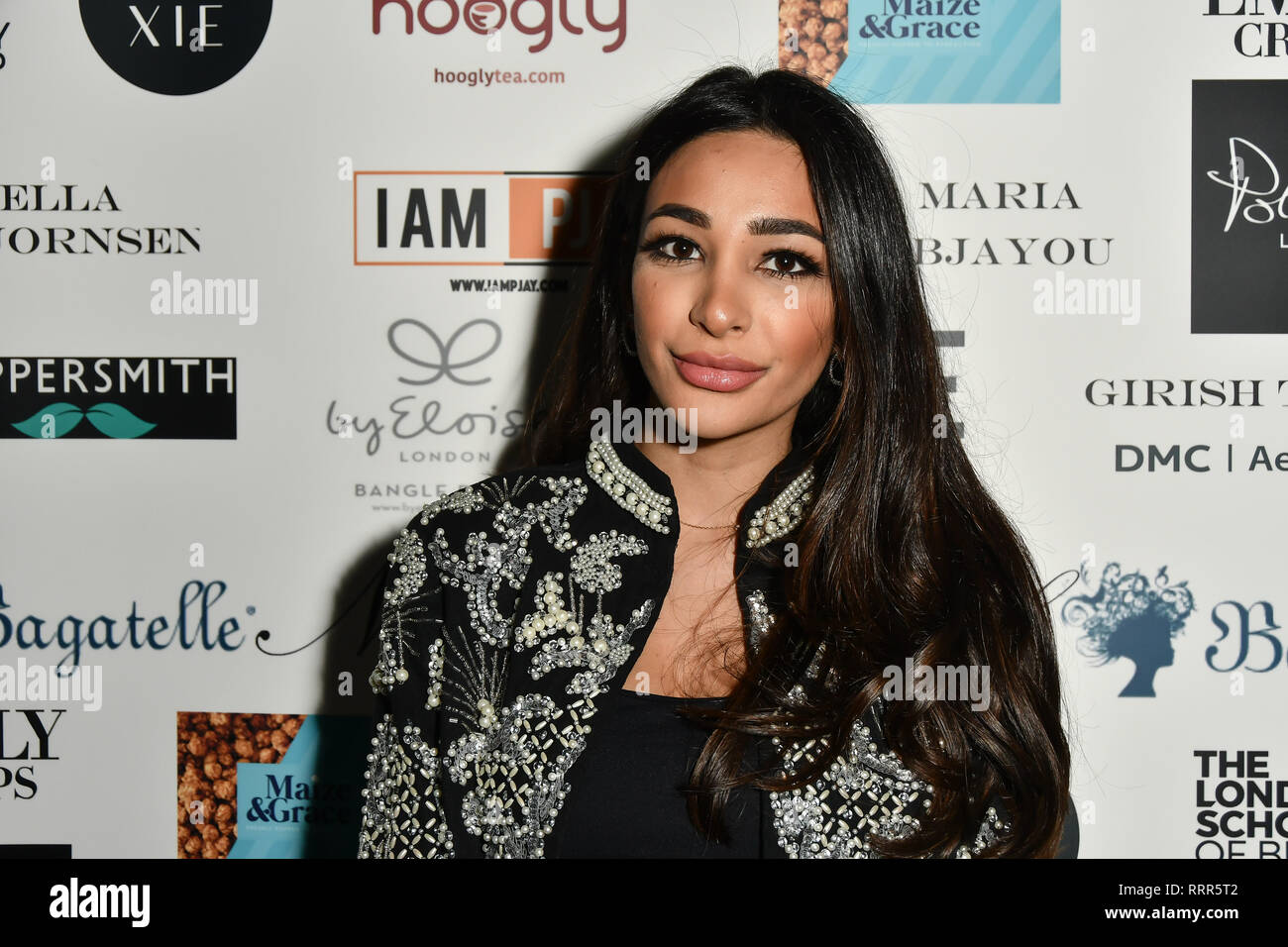 London, UK. 26th Feb 2019. Alizey Mirza attend Nina Naustdal catwalk show SS19/20 collection by The London School of Beauty & Make-up at Bagatelle on 26 Feb 2019, London, UK. Credit: Picture Capital/Alamy Live News Stock Photo