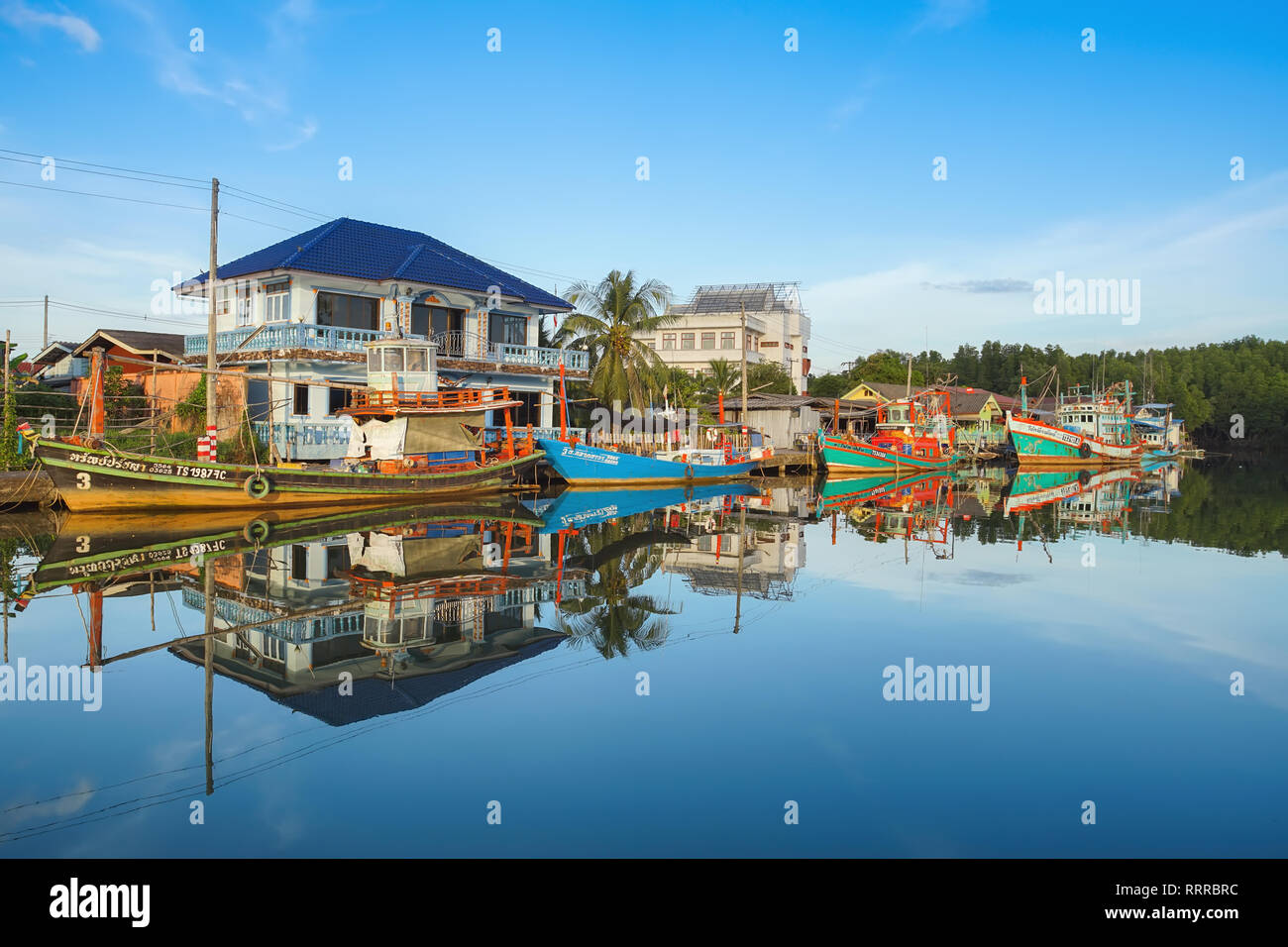 Trat, Thailand - December 01, 2018: Beautiful scene of Fishing village Ban Nam Chieo in Trat province, Thailand. This place is famous travel destinati Stock Photo