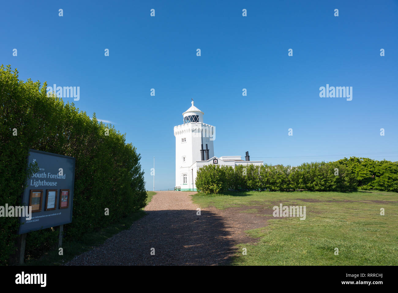 South Foreland lighthouse on the cliffs of Dover, East Kent, UK Stock Photo