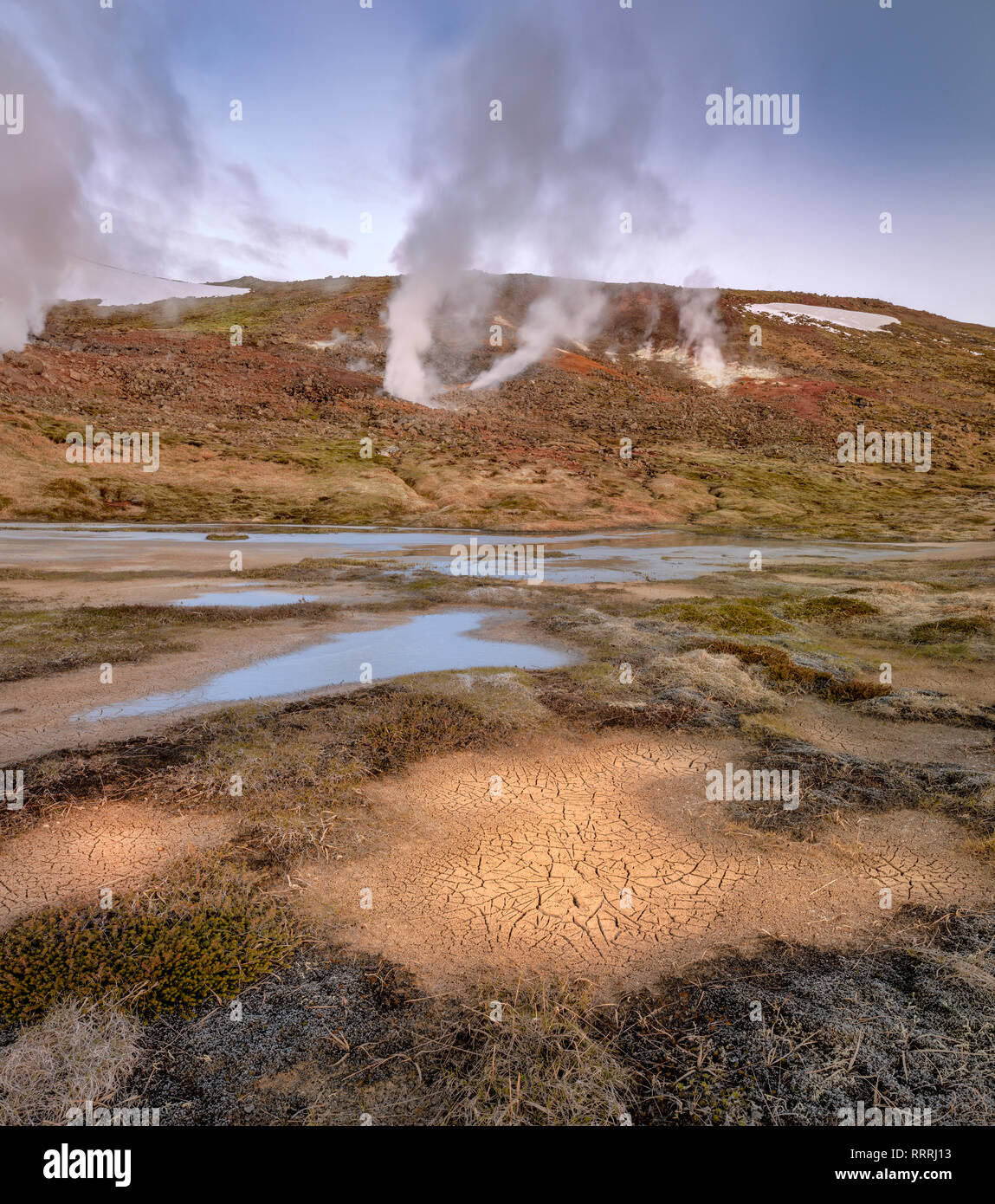 Geothermal area near The Hverahlidarvirkjun Power Plant, Hellisheidi ...