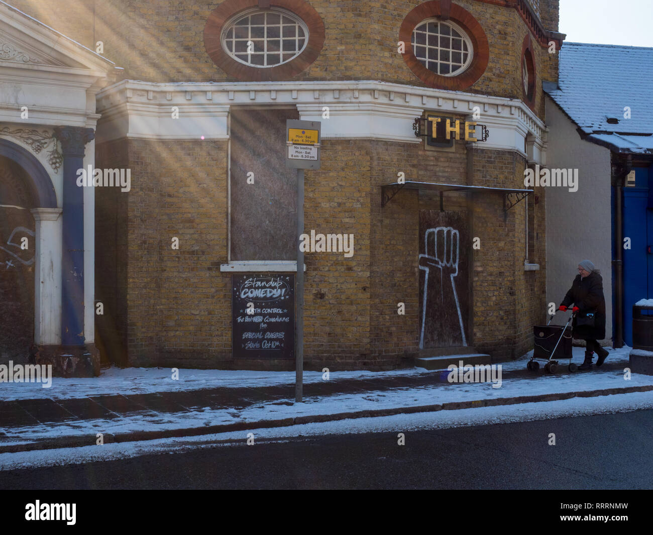 The derelict exterior of The Railway pub on White Hart Lane in north