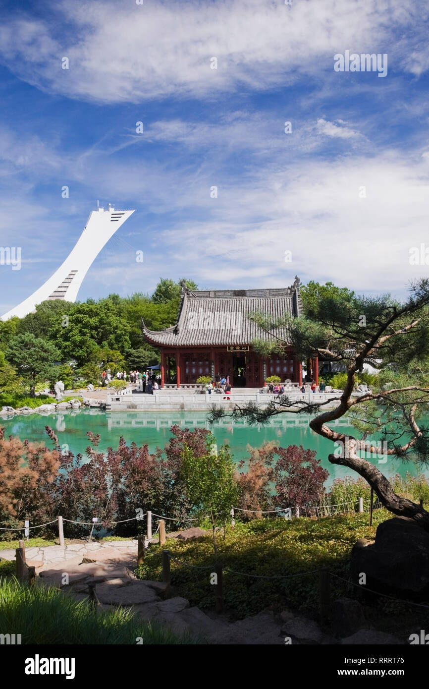 Friendship Hall pavilion and dream Lake in summer at Chinese Garden