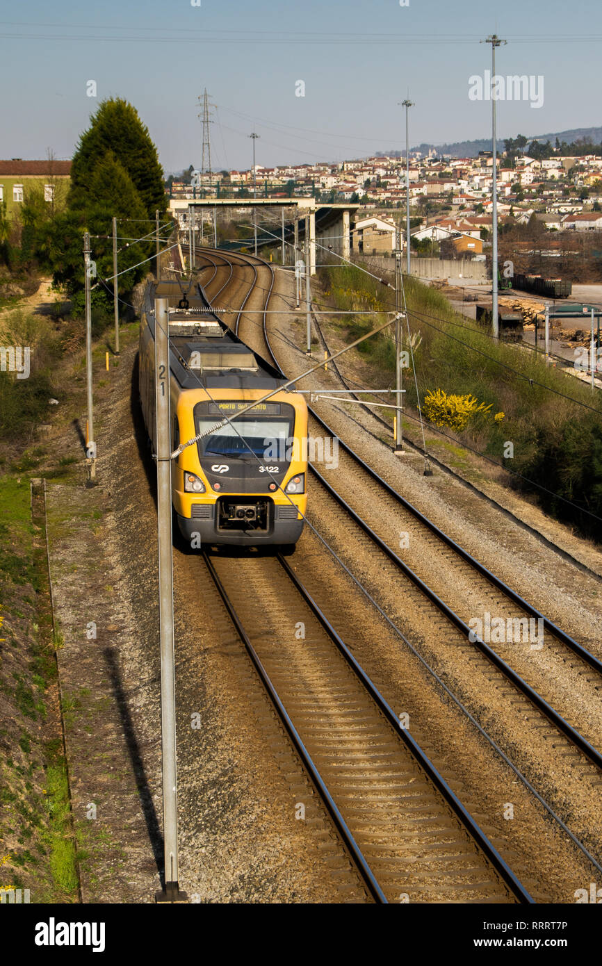 Cp train company in North Portugal Stock Photo Alamy