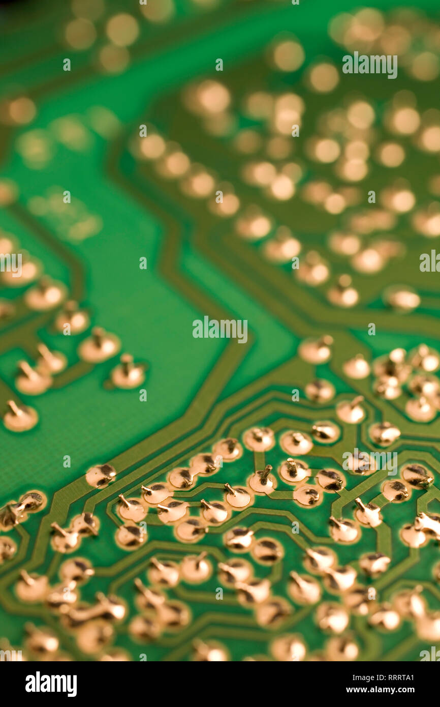 Close-up of a green and silver colored computer circuit board Stock ...