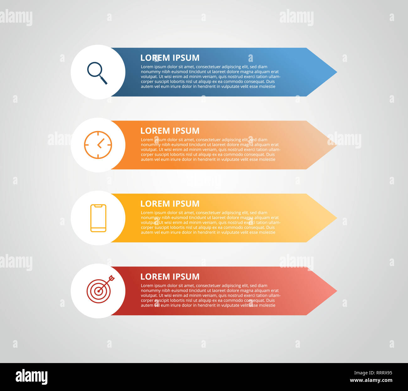vertical label infographic with 4 step with icon for business process ...