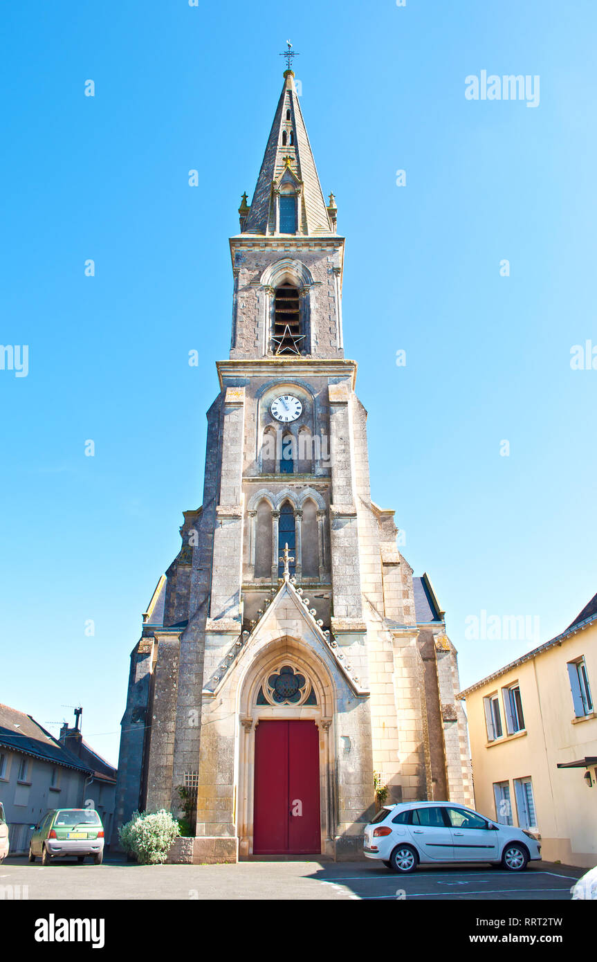 Architectural details of a small church in a French town Neuvyen