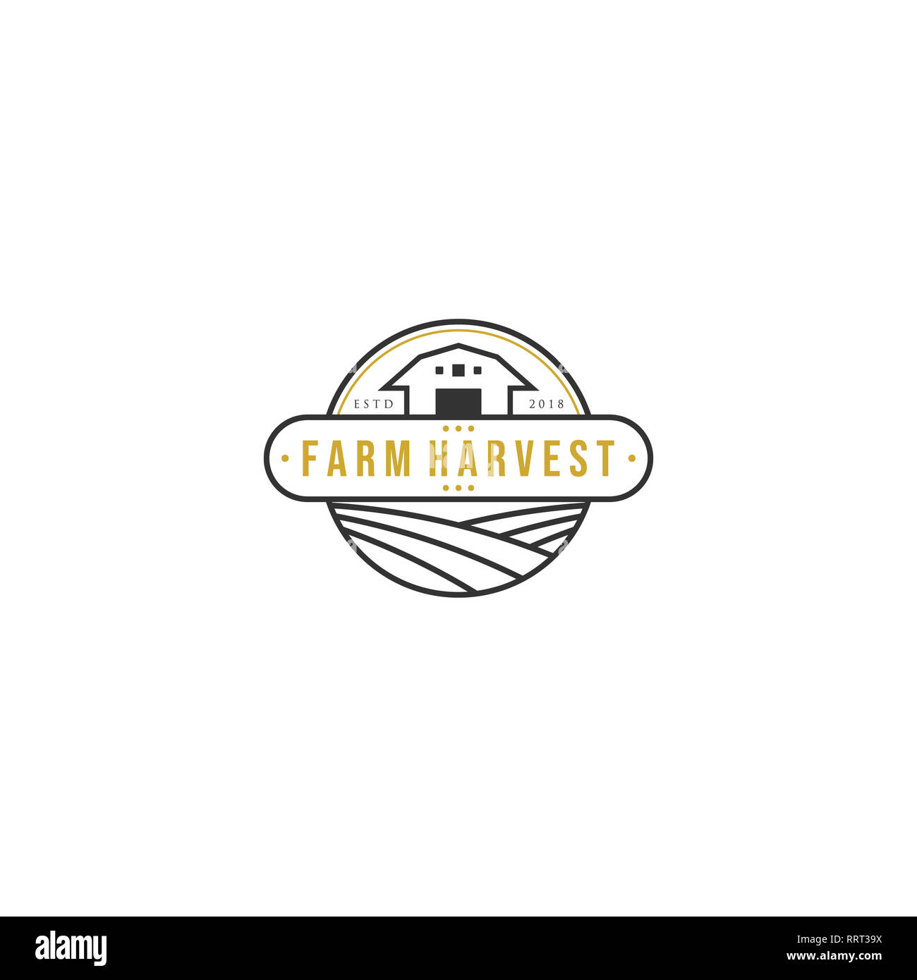 Farm House concept logo. Template with farm landscape. Label for ...