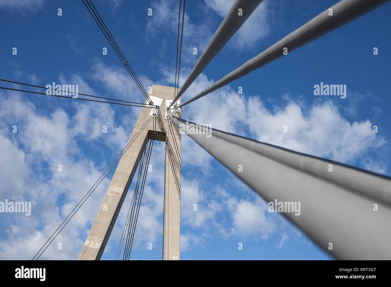 Bridge construction with wires and concrete module Stock Photo - Alamy