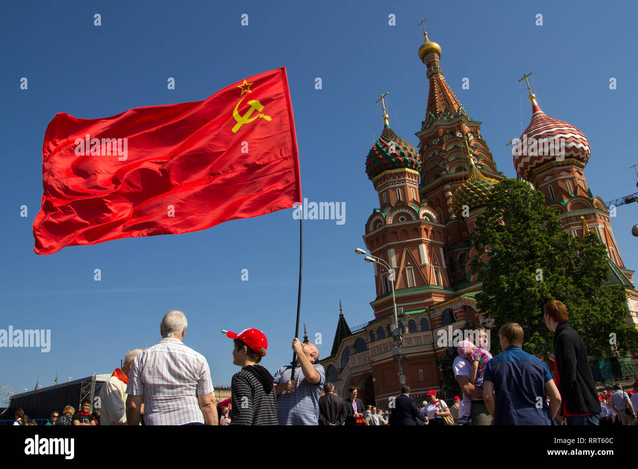 MOSCOW, RUSSIA - MAY 18, 2014: Official ceremony of enrolling school students into the Young Pioneer Organization on Moscow's Red Square. Stock Photo