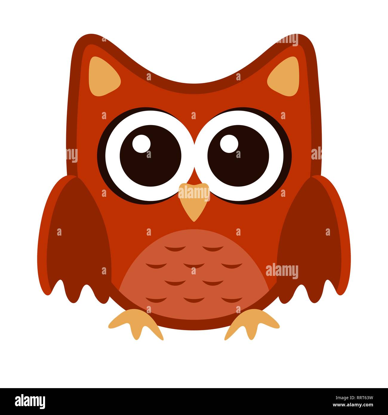 Owl funny stylized icon symbol brown orange colors Stock Vector