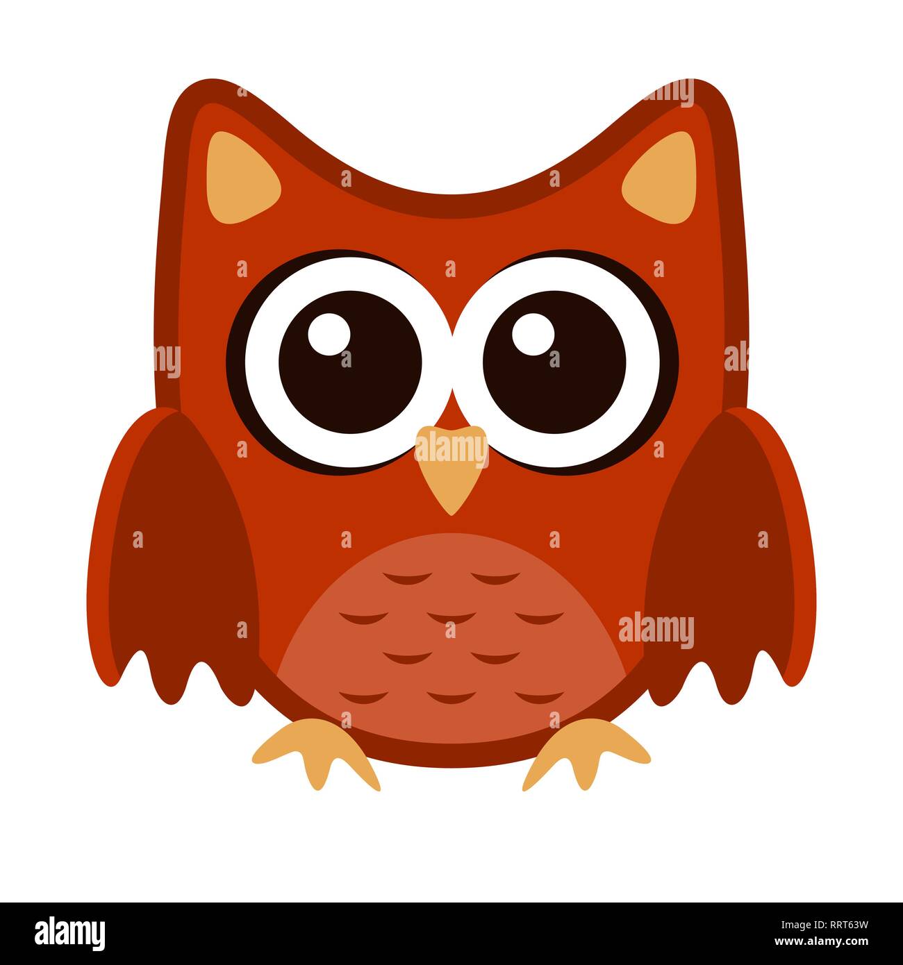 Owl funny stylized icon symbol brown orange colors Stock Vector Image