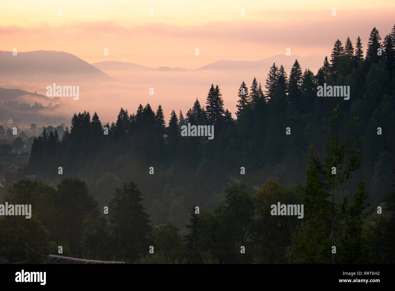 Breathtaking morning dawn in Carpathian mountains Stock Photo - Alamy
