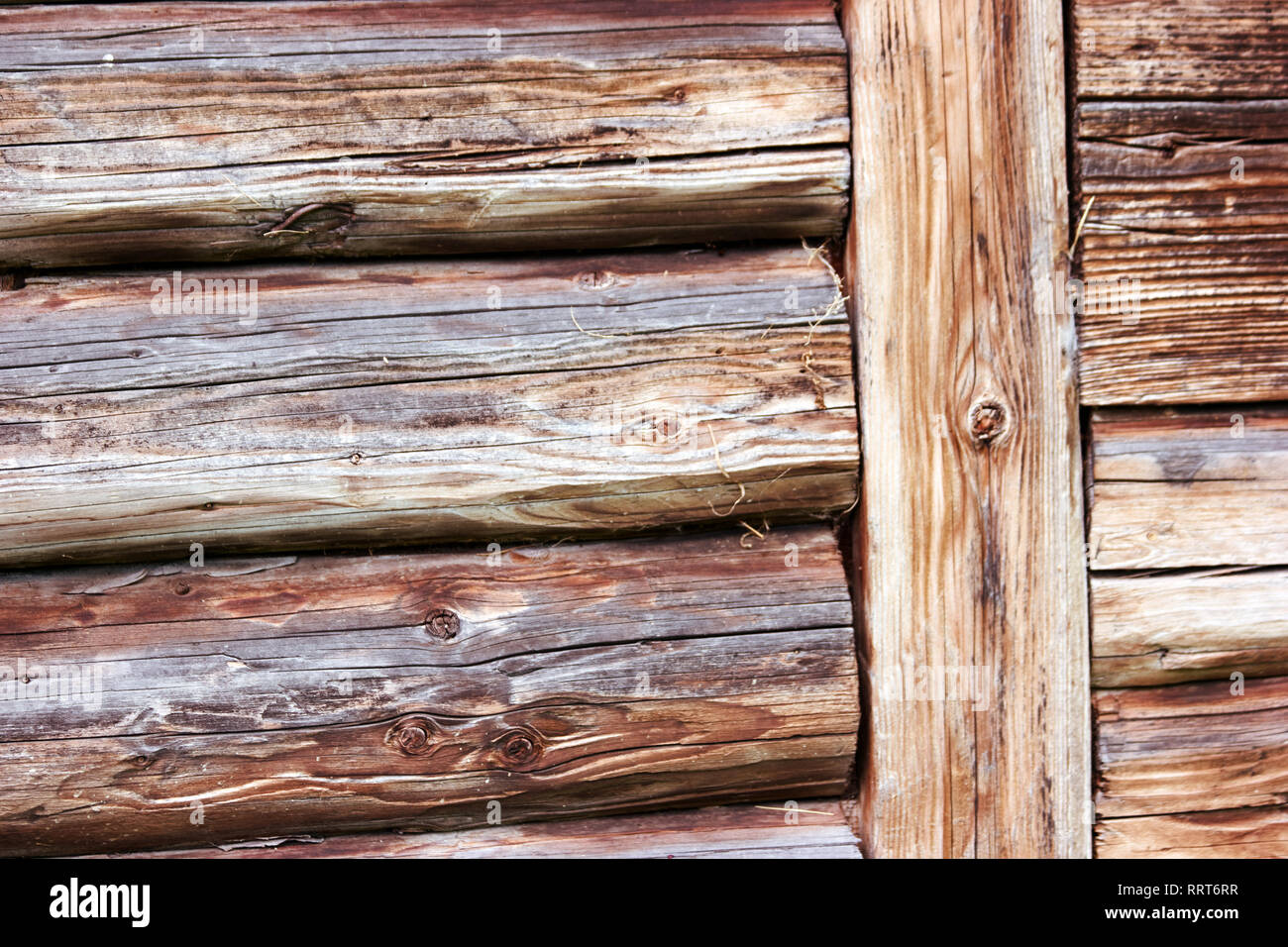 Old wooden balk wall background Stock Photo - Alamy