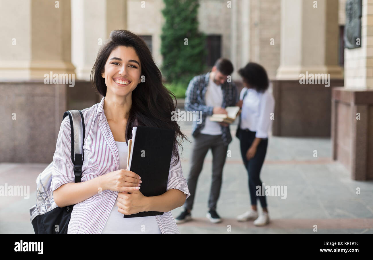 Happy beautiful student girl outdoor Stock Photo
