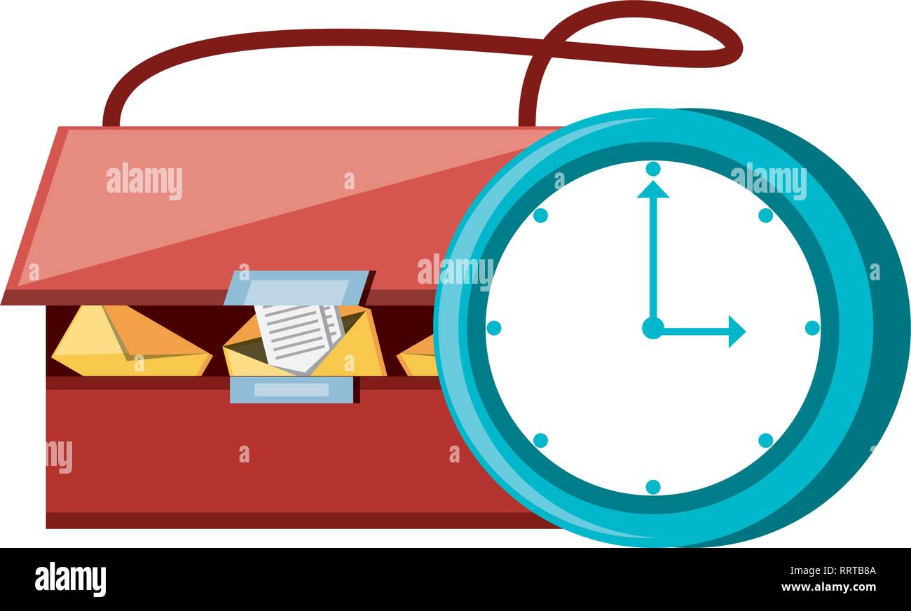 post bag with time clock vector illustration design Stock Vector