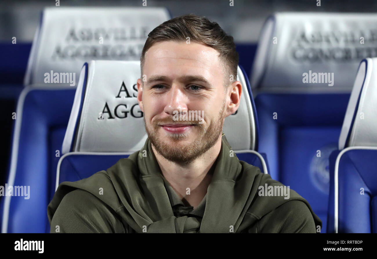Leeds United's Barry Douglas in the dugout ahead of the Sky Bet ...