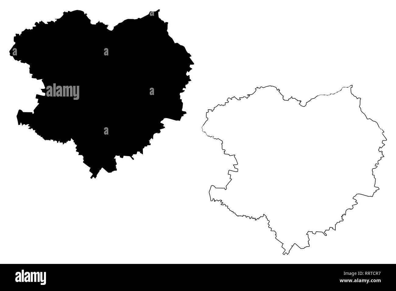 Kharkiv Oblast (Administrative divisions of Ukraine, Oblasts of Ukraine) map vector illustration, scribble sketch Kharkivshchyna map Stock Vector