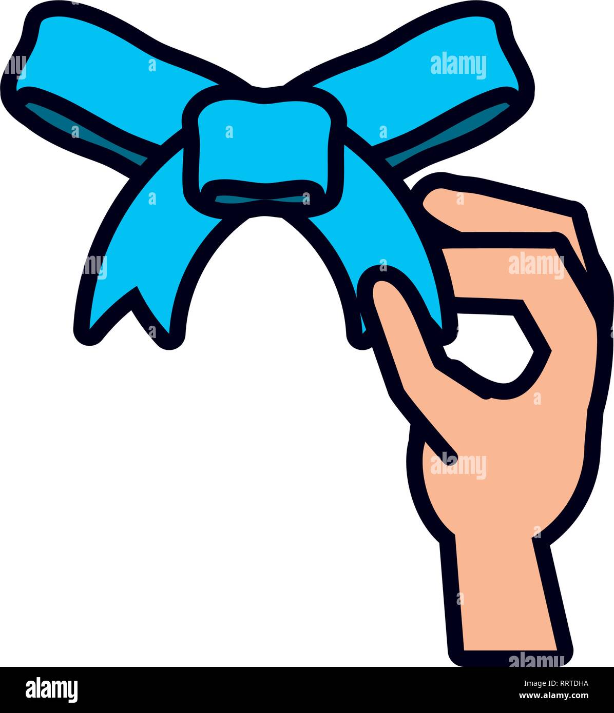 hand human with bow ribbon isolated icon vector illustration design ...