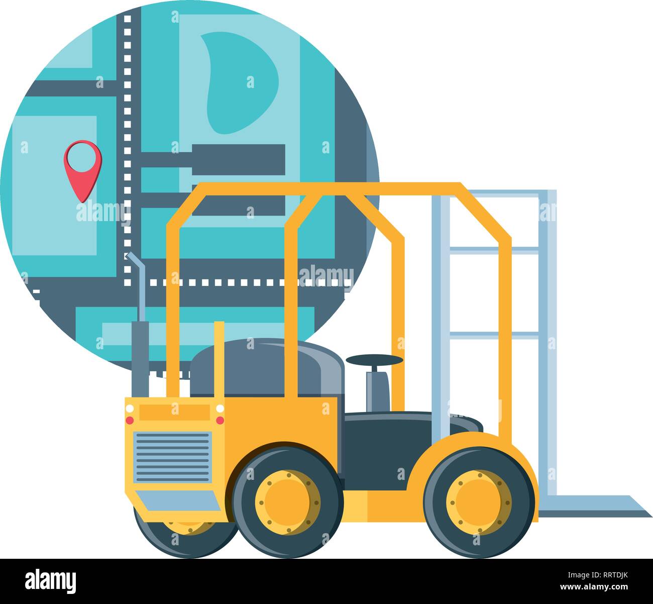 delivery service forklift with map guide vector illustration design ...