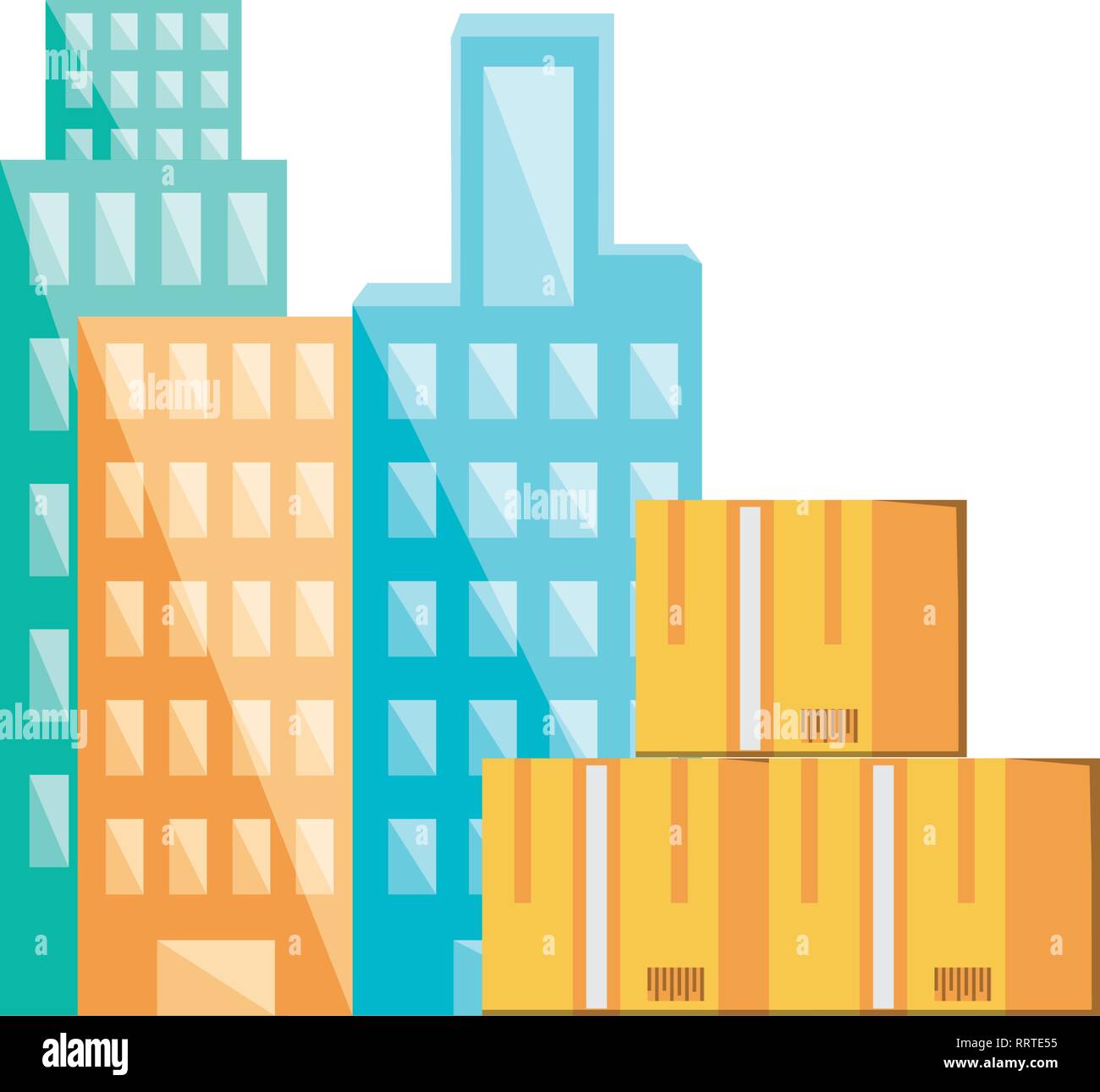 stack boxes carton with cityscape vector illustration design Stock ...