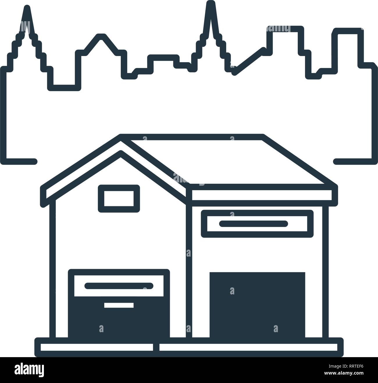 warehouse building with cityscape vector illustration design Stock ...