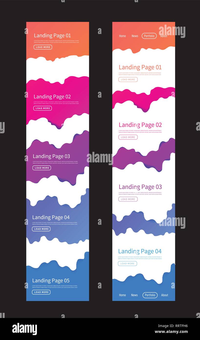 Landing page design template. Wave origami paper cut style. Can be used for ui, web, print design. Vector Stock Vector