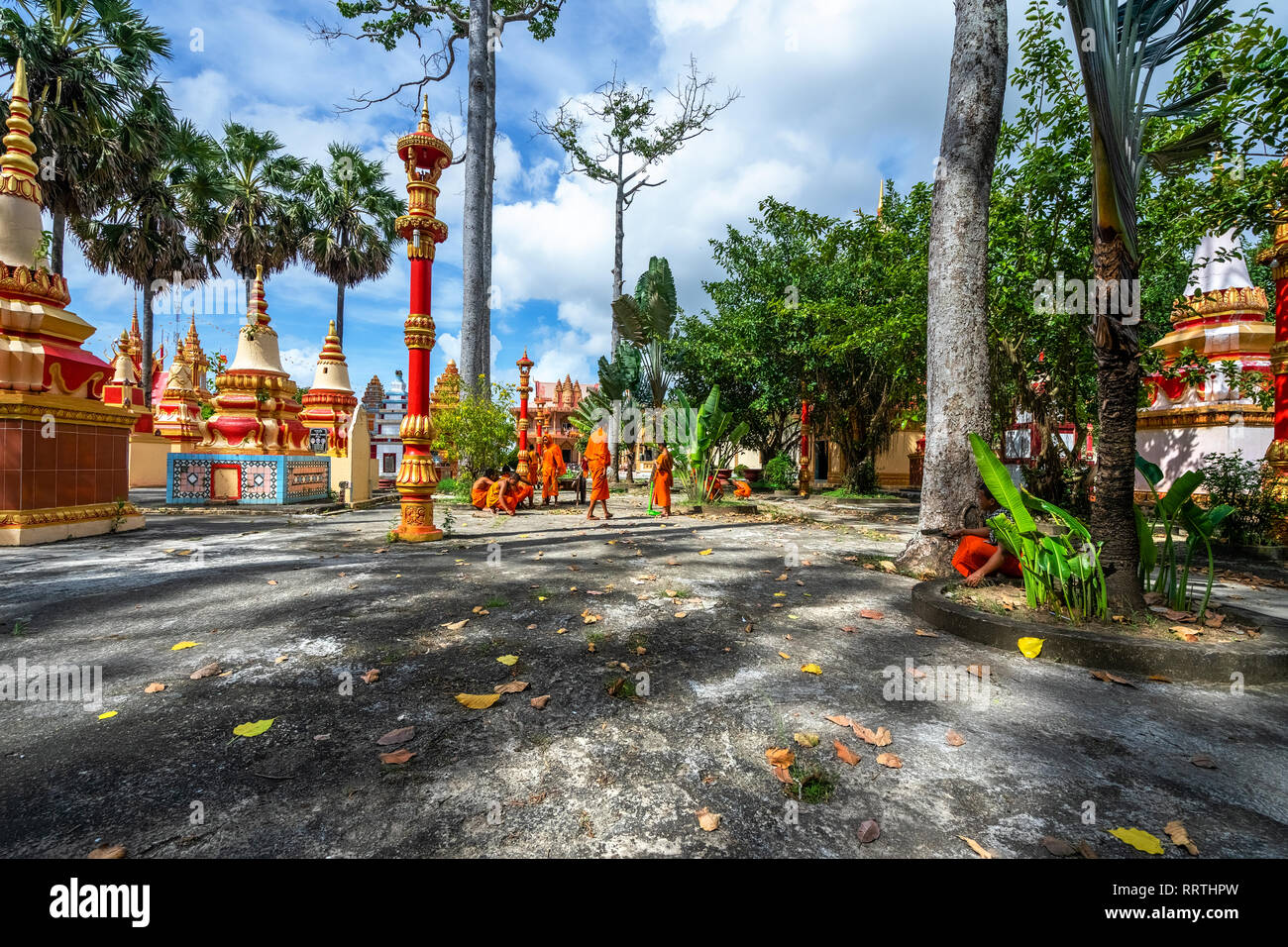 Khmer architecture at the Xiem can pagoda, Bac lieu, Vietnam Stock Photo