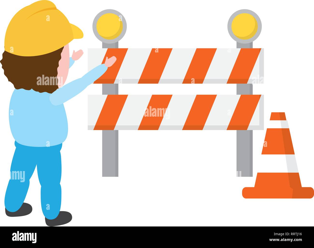worker traffic barrier cone Stock Vector Image & Art - Alamy