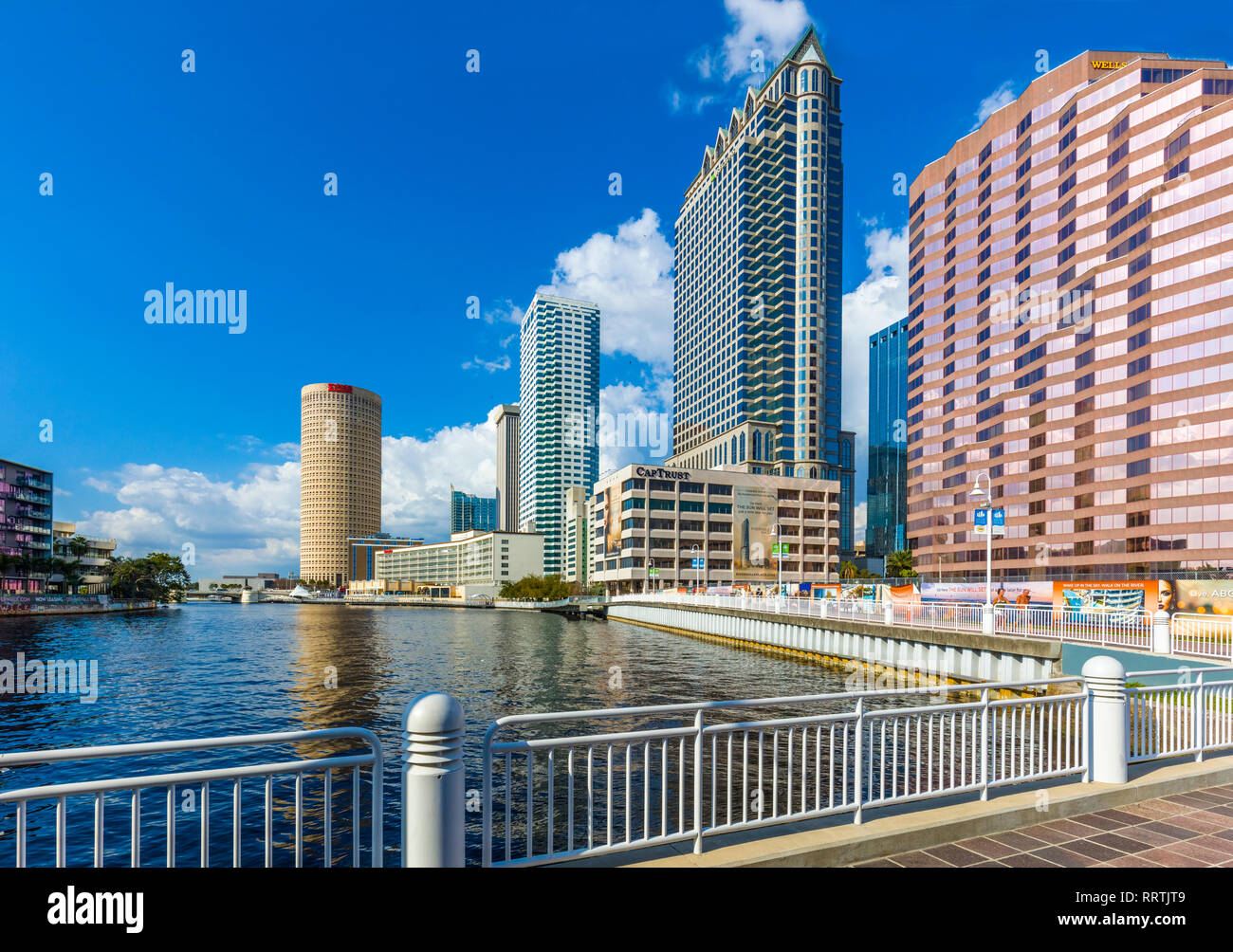 Tampa Riverwalk a pedestrian trail along the Hillsborough River in