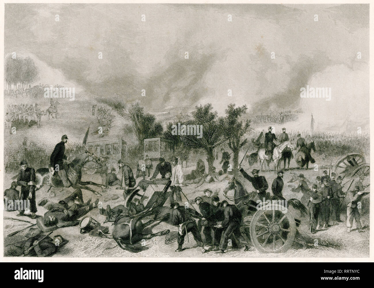 Battle of Gettysburg, American Civil War, steel engraving by Alonzo Chappel, 1864 Stock Photo