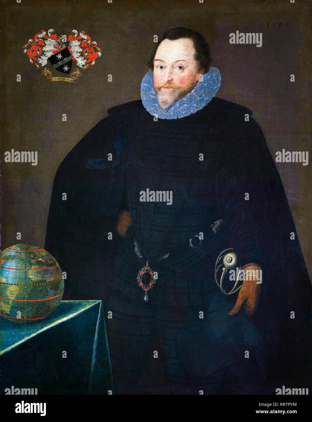 Sir Francis Drake (1540-96), portrait painting, 1591 Stock Photo