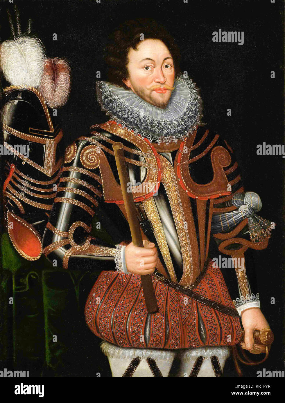 Sir Francis Drake (1540-1596), portrait painting, 16th Century Stock Photo