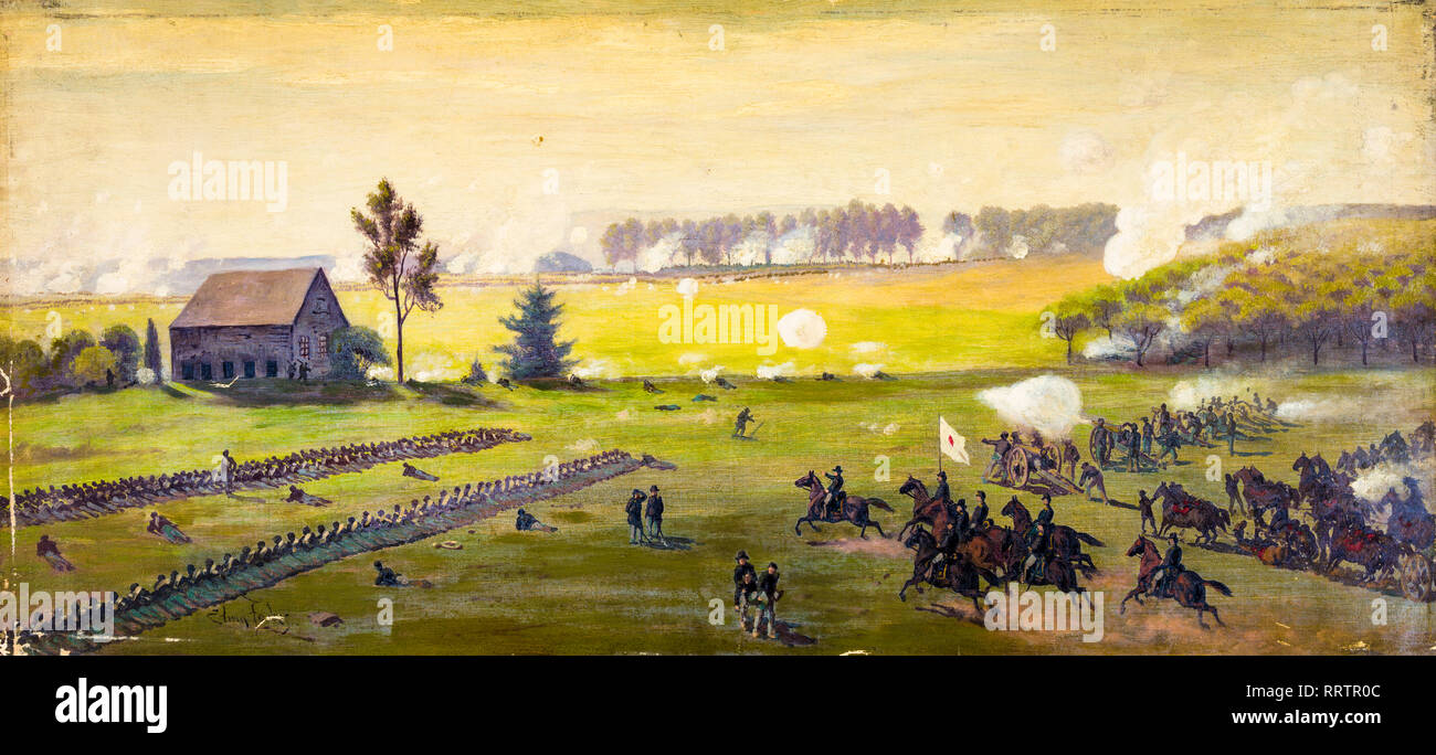 The Battle of Gettysburg, American Civil War painting, 1865 Stock Photo