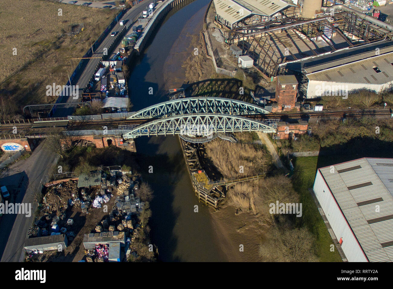 Hull and Barnsley Railway swing bridge over the river Hull, Bankside