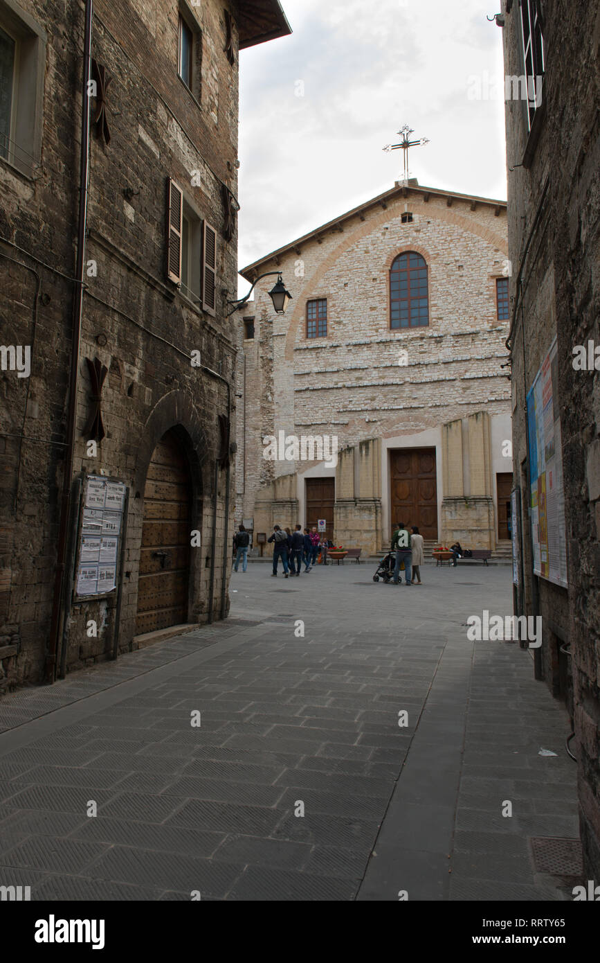 Saint Domenico church in Gubbio, medieval city of Umbria, central Italy Stock Photo