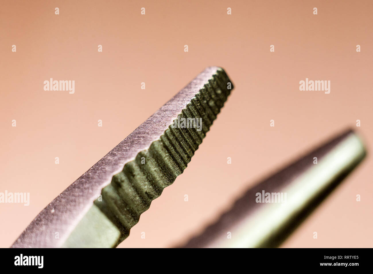 elements small foldable steel multitool, closeup, macro Stock Photo