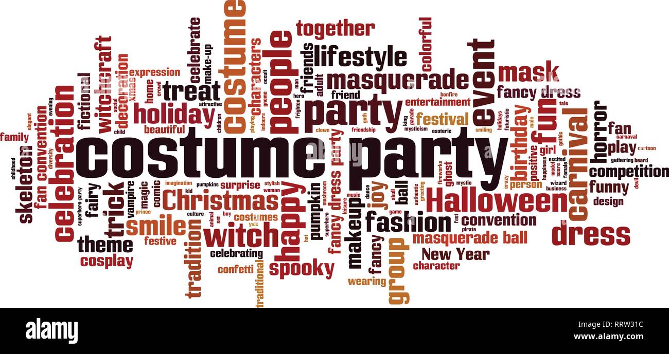 Costume party word cloud concept. Vector illustration Stock Vector
